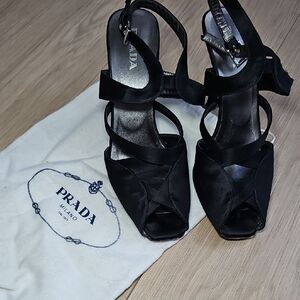 Prada Black Strappy Women's Heels